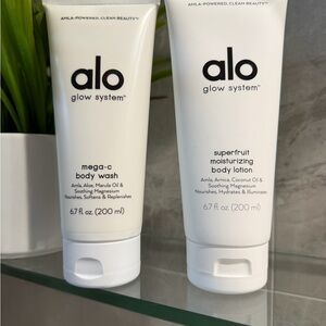 Alo Glow System Mega-C Body Wash and Superfruit Moisturizing Body Lotion